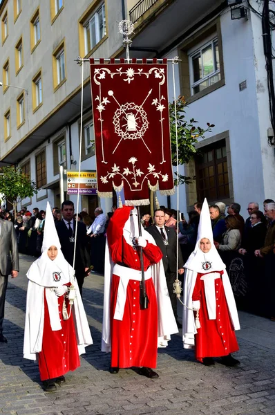 Settimana Santa Tradizionale Spagnola Con Processioni Fraternità Religiosa Viveiro Spagna — Foto Stock