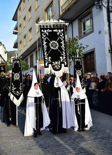 Semaine Sainte Traditionnelle Espagnole Avec Processions Fraternité Religieuse Viveiro Espagne — Photo