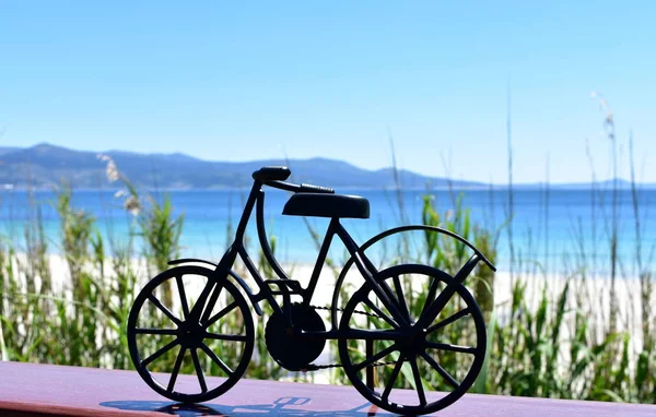 Pláž Černým Železným Bicysem Galicie Španělsko — Stock fotografie