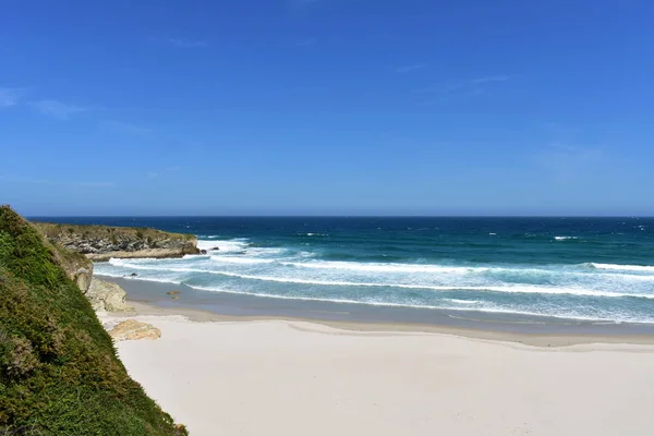 Beach White Sand Rocks Waves View Cliff Lugo Spain — Stock Photo, Image