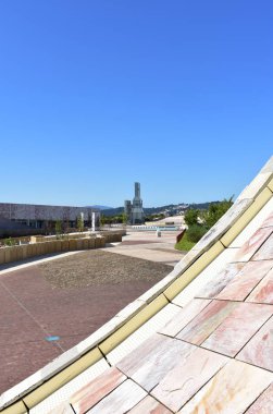 Cidade da Cultura de Galicia Peter Eisenman tarafından tasarlandı. Santiago de Compostela, İspanya. 28 Temmuz 2019.