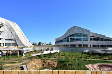 Cidade da Cultura de Galicia Peter Eisenman tarafından tasarlandı. Santiago de Compostela, İspanya. 28 Temmuz 2019.