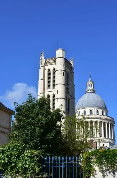 Pantheon Dome Con Lycee Henri Clovis Bell Tower Rue Descartes — Foto de Stock