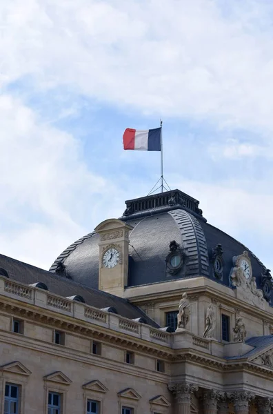 Bandera Francia Parte Superior Escuela Militar Champ Mars París Francia —  Fotos de Stock