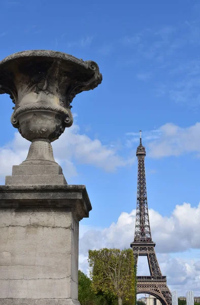 Blick Auf Die Tour Eiffel Vom Champ Mars Paris Frankreich — Stockfoto