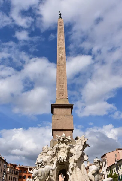 Fontana Dei Quattro Fiumi Domitian Obelisk Piazza Navona Рим Італія — стокове фото