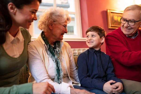 Ibu Anak Dan Kakek Neneknya Bersenang Senang Saat Bersama — Stok Foto