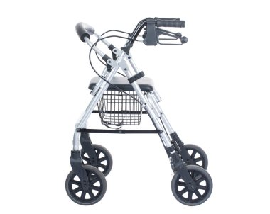 Elderly people walker with wheels, rollator walkers, ambulatory assistive device, walking aid, walker clipart