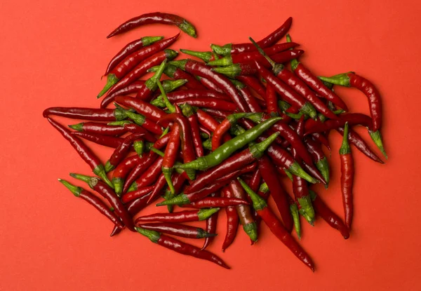 Piments Rouges Épicés Fraîchement Cueillis Dans Jardin — Photo