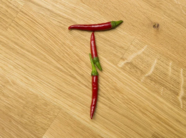 Food letters made from freshly picked chilli peppers