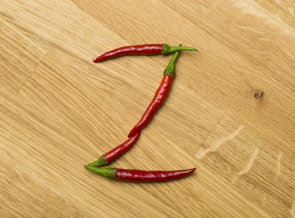 Food letters made from freshly picked chilli peppers