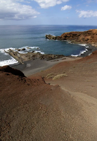 Schöne Landschaft am Strand von Los Golfos auf Lanzarote — Stockfoto