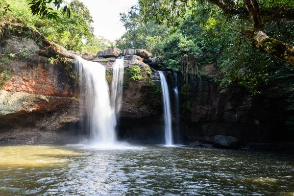 Haew Suwat Waterfall Morning Khao Yai National Park Nakhon Ratchasima — Stock Photo, Image