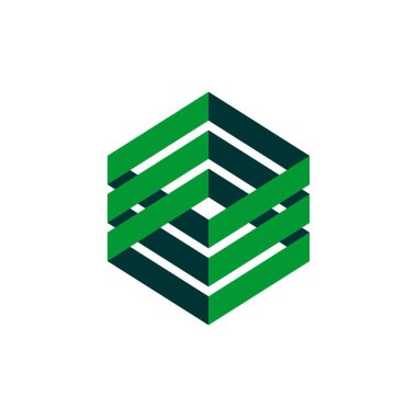 Altıgen yeşil kutu bükümleri Logo şablonu