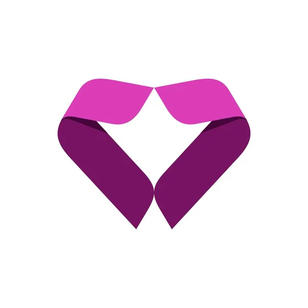 Heart Pink Ribbon Logo Template — Stock Vector