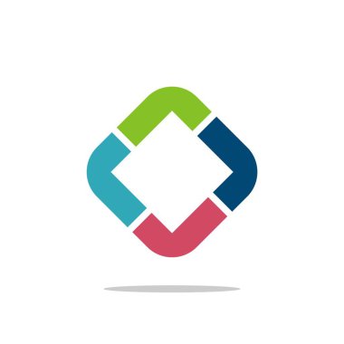 Elmas şekli renkli L veya R harfi Logo