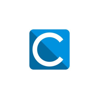 C harfi Blue Square Logo şablonu