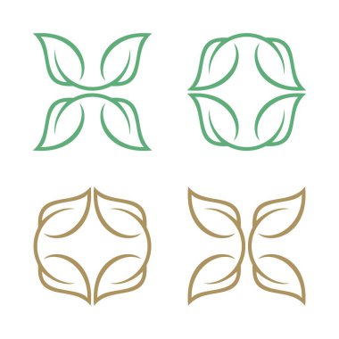 Yeşil yaprak çiçek deseni Logo şablonu