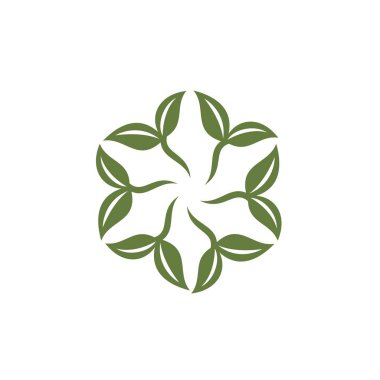 Beyaz arka plan üzerinde floral tema basit logo