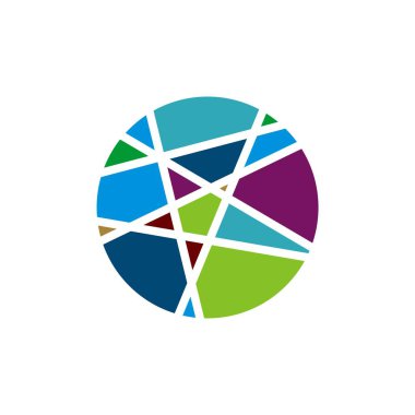 Beyaz arka plan üzerinde renkli soyut daire logo şablonu