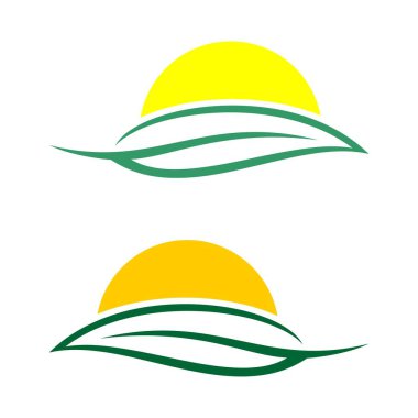 Yeşil yaprak ve güneş Logo şablonu