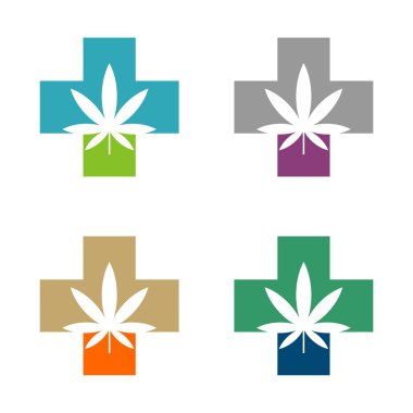 Yeşil esrar yaprak vektör logo şablonu