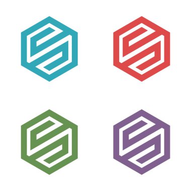 S harfi altıgen Şekil Logo şablonu