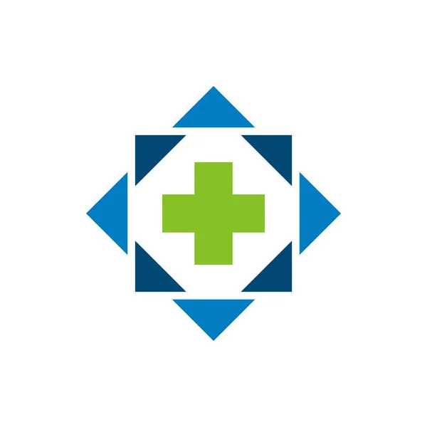 健康クロスとダイヤモンド形のロゴのテンプレート — ストックベクタ
