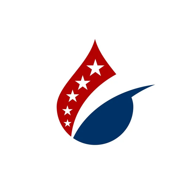Plantilla Logotipo Aceite Gota Bandera Americana — Vector de stock