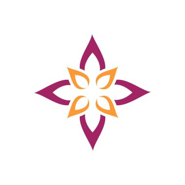 Beyaz arka plan üzerinde floral tema basit logo