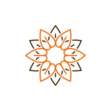 Beyaz arka plan üzerinde floral tema basit logo