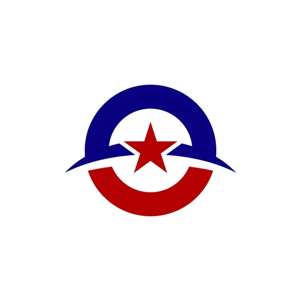 Plantilla Logotipo Escudo Estrella Roja Círculo — Vector de stock