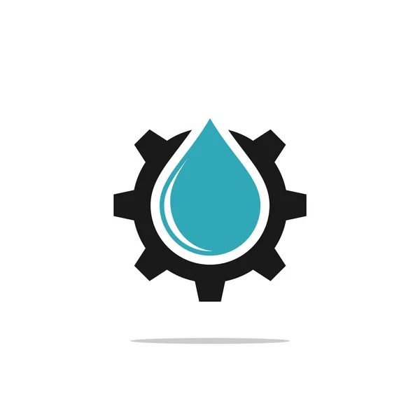Drop Water Gear Logo Template — Stock Vector