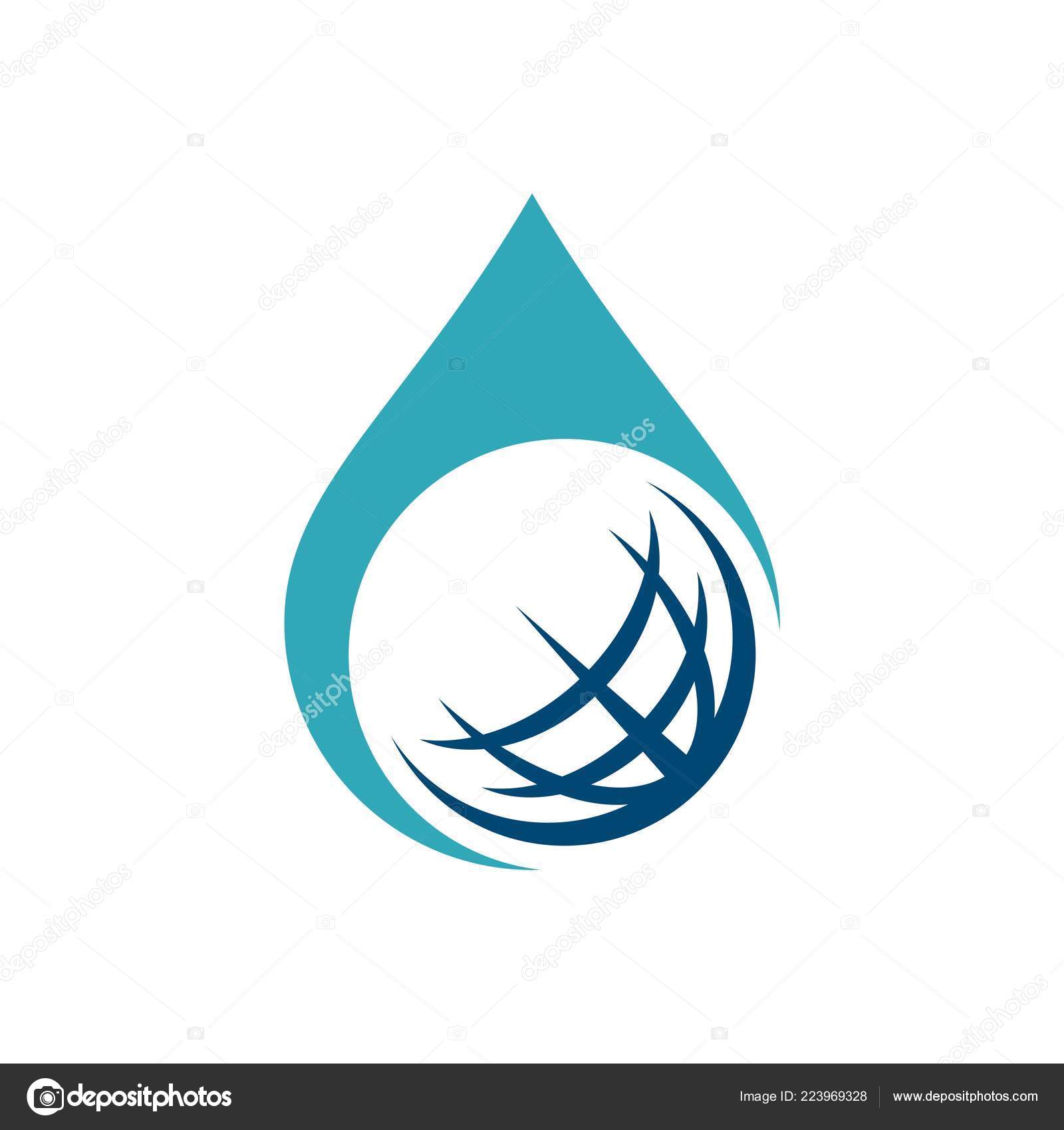 Blue Earth Water Drop Swoosh Logo Template Stock Vector