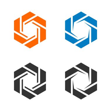 Renkli altıgen objektif diyafram Logo şablonu