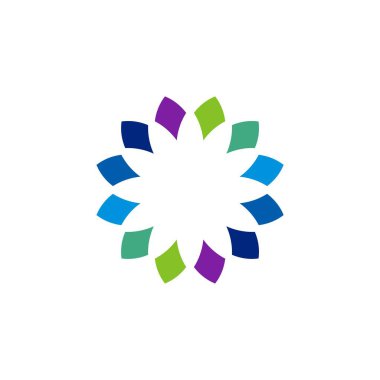 Beyaz arka plan üzerinde renkli soyut daire logo şablonu