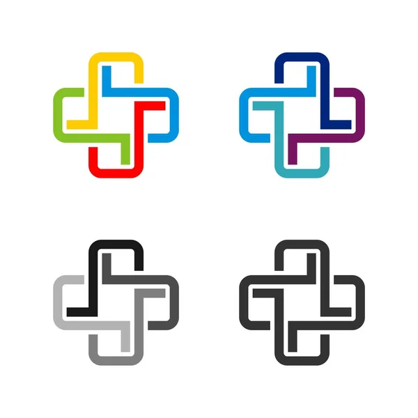 跨医疗保健徽标模板 — 图库矢量图片