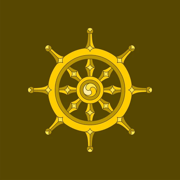Budizm Tekerlek Simge Vektör Logo Şablonu — Stok Vektör