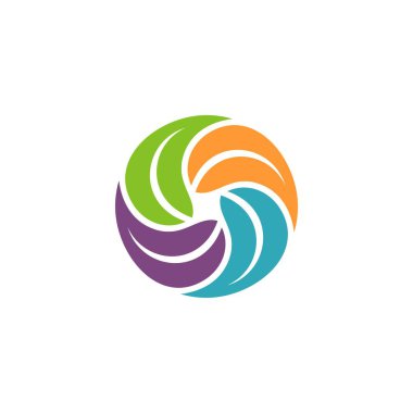 Beyaz arka plan üzerinde renkli soyut daire logo şablonu