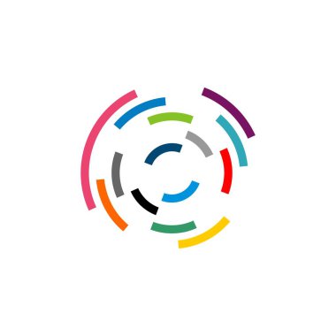 Beyaz arka plan üzerinde renkli soyut daire logo şablonu