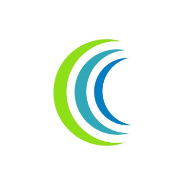 C harfi Swoosh renkli Logo şablonu