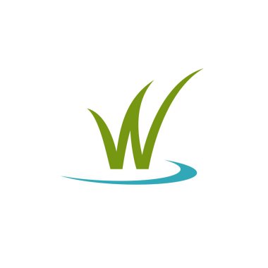 Yeşil çim W mektup Logo şablonu