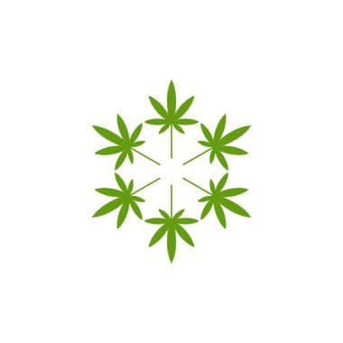 Yeşil esrar yaprak vektör logo şablonu