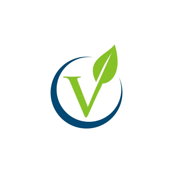 Carta Plantilla Logotipo Hoja Verde — Vector de stock