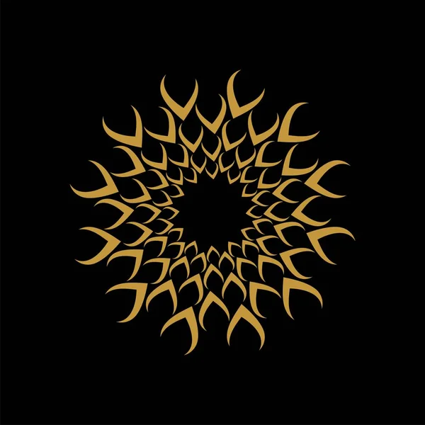 Star Flower Ornamental Sign Logo Template Black Background — Stock Vector