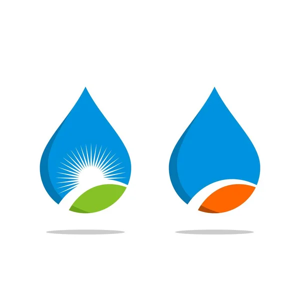 水滴と太陽ロゴのテンプレート — ストックベクタ