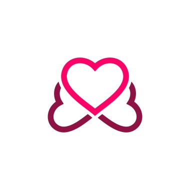 Pembe aşk kalp Logo şablonu