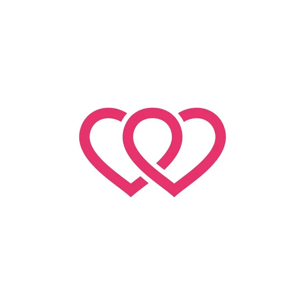 Růžové Srdce Pár Logo Šablona — Stockový vektor