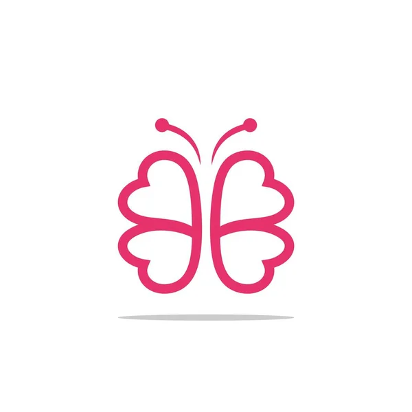 Rosa Fjäril Hjärtat Wing Logotyp Mall — Stock vektor