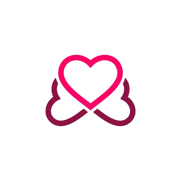 ピンクの愛の心のロゴのテンプレート — ストックベクタ
